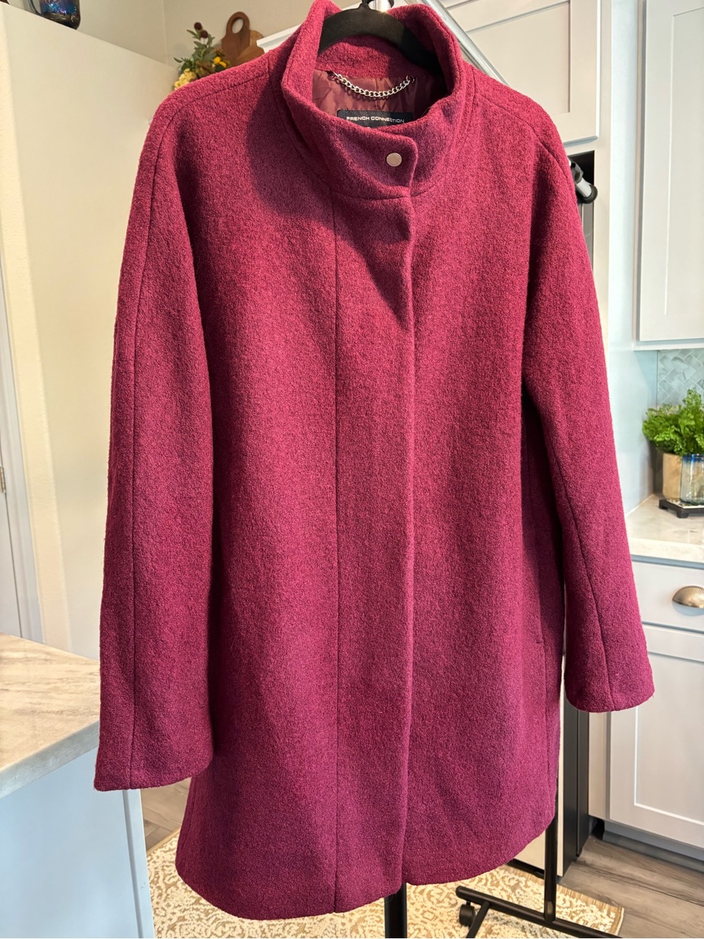 French Connection plum/burgandy Wool Blend Pea Coat